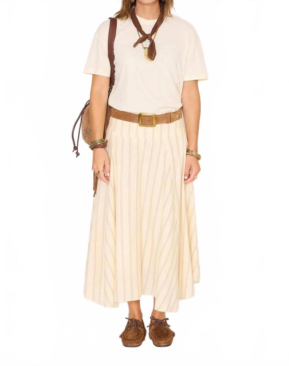 NEW MKT STUDIO jordana cotton midi skirt in beige